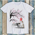 Sakura Tree Japanese Cat At Fuji Mountain Meme Funny T Shirt M1663