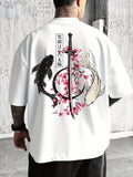 Japanese Cherry Blossom Print 100% Cotton Men Woment T-shirt Summer Autumn Daily Outdoor Sports Casual Loose Street Short-sleeve