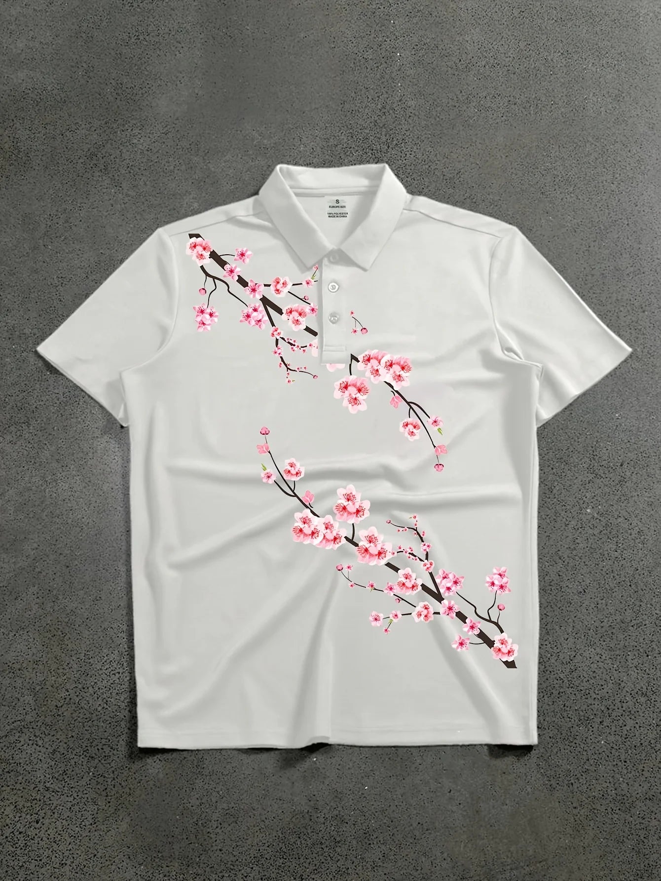 Men's Short Sleeved Shirt T-shirt Polo Shirt Cherry Blossom Pattern Printed Casual Style Loose Fit Daily Casual