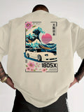 Men's Short-sleeved Japanese Ukiyo-e JDM Car Culture Trend-print T-shirt Casual Street Wear Versatile Across Various Occasions