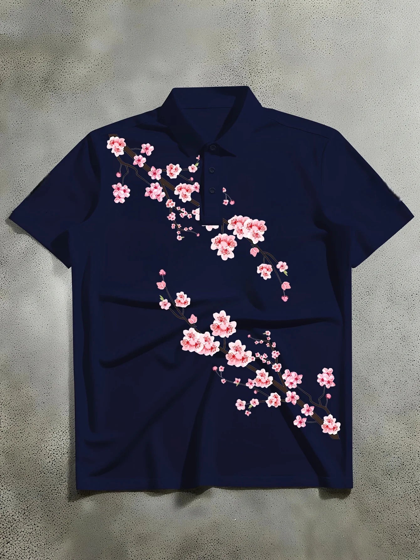 Men's Short Sleeved Shirt T-shirt Polo Shirt Cherry Blossom Pattern Printed Casual Style Loose Fit Daily Casual