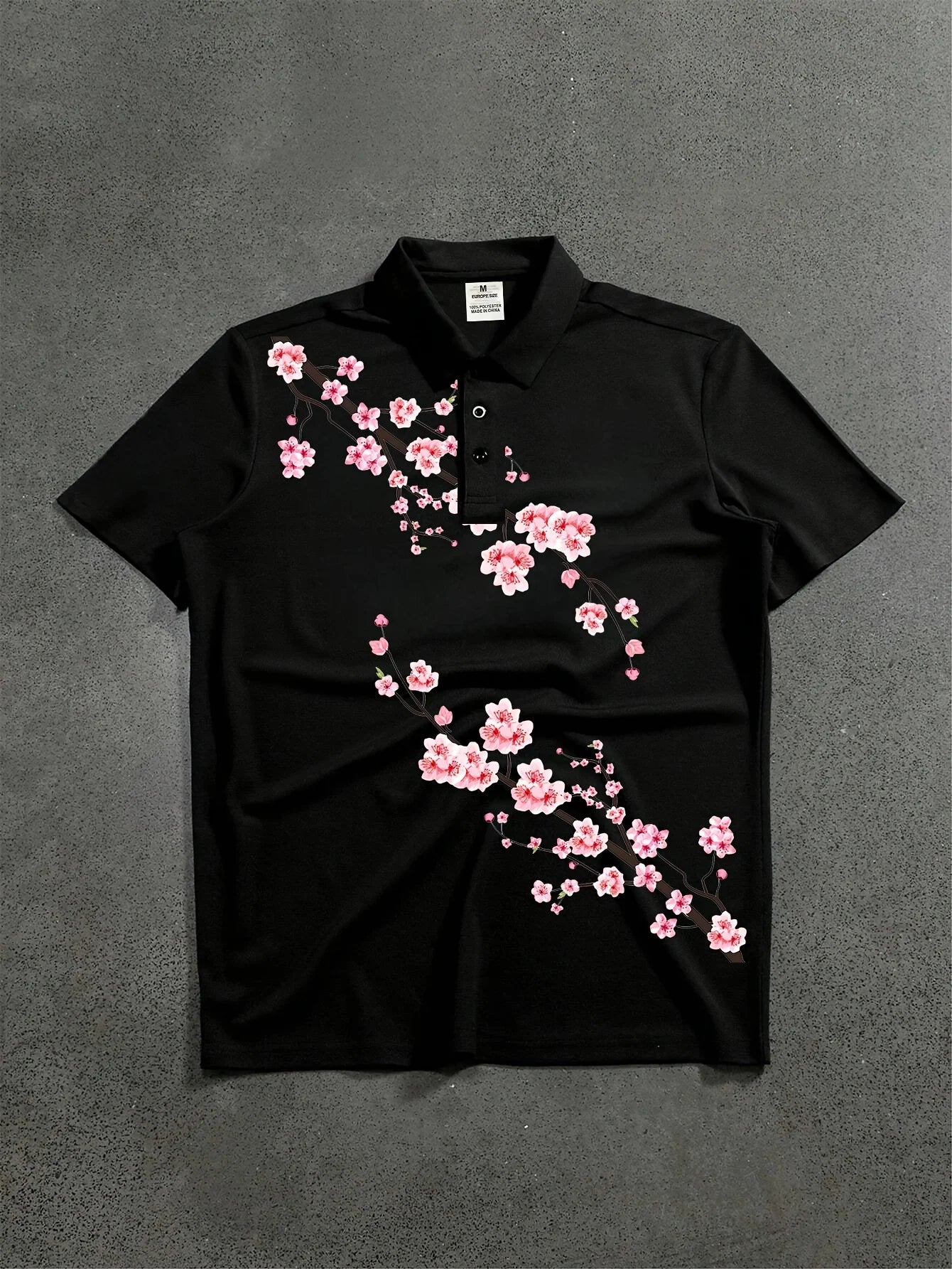Men's Short Sleeved Shirt T-shirt Polo Shirt Cherry Blossom Pattern Printed Casual Style Loose Fit Daily Casual